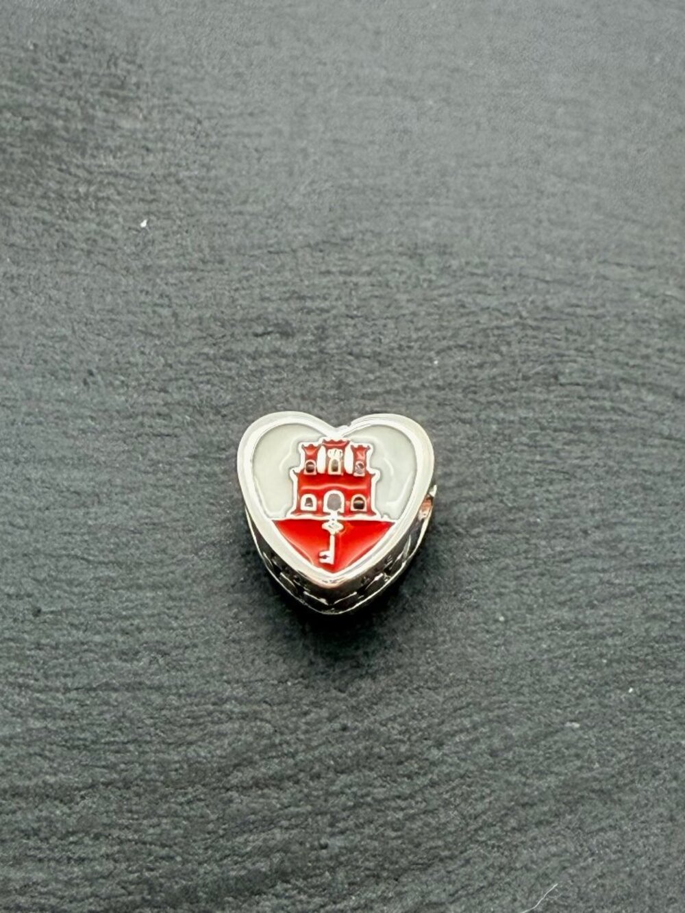 Pandora Gibraltar Flag Heart Charm Sterling Silver Jewelry